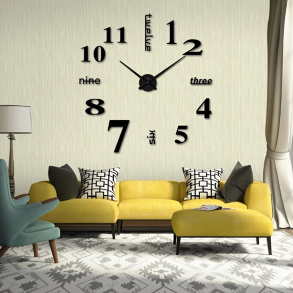 

3D Wall Clock Mirror Wall Stickers DIY Brief Living Room Watches Decor for Home Office Room Decorations Super Nice and Luxury