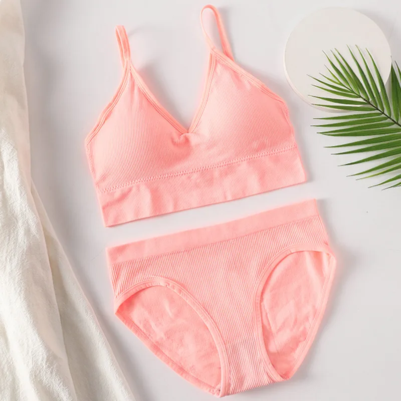 Women Bra and Panties Set Low Back Seamless Sexy Lingerie Backless Brassieres Female Crop Top Sport Underwear | Женская одежда