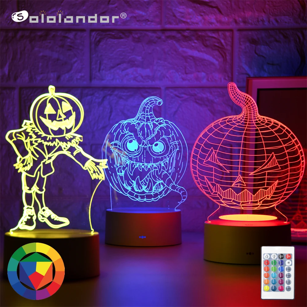 2020 новые 3D светодиодный тыква лампы творческий Ночной свет Новинка Иллюзия