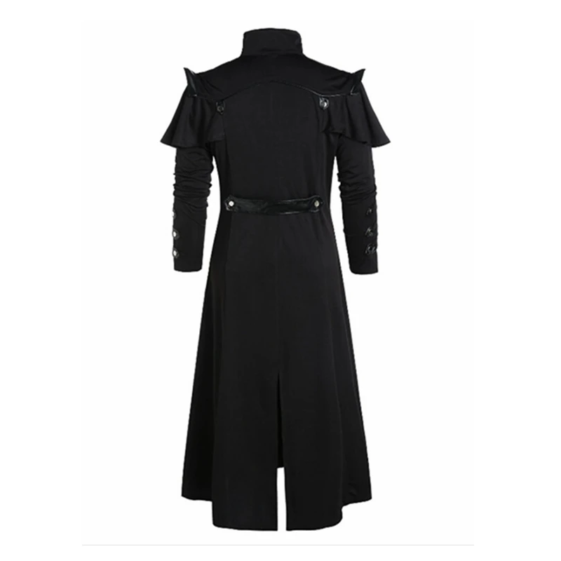 Костюм пиратский в стиле стимпанк на Хэллоуин черный Винтажный Длинный пиджак с