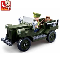 112pcs ww2 military patrol vehicle gaz 67 car model army troops soldiers creative building blocks educational toys for kids