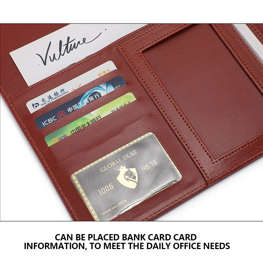 

A4 PU Leather File Folder Multifunction Office Supplies Organizer Manager Document Pads Briefcase Padfolio Bags (Excluding Pen)