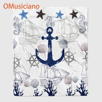 nautical anchor with navy pattern classic blanket bed throw blanket soft blanket summer blanket travel blanket kids gifts