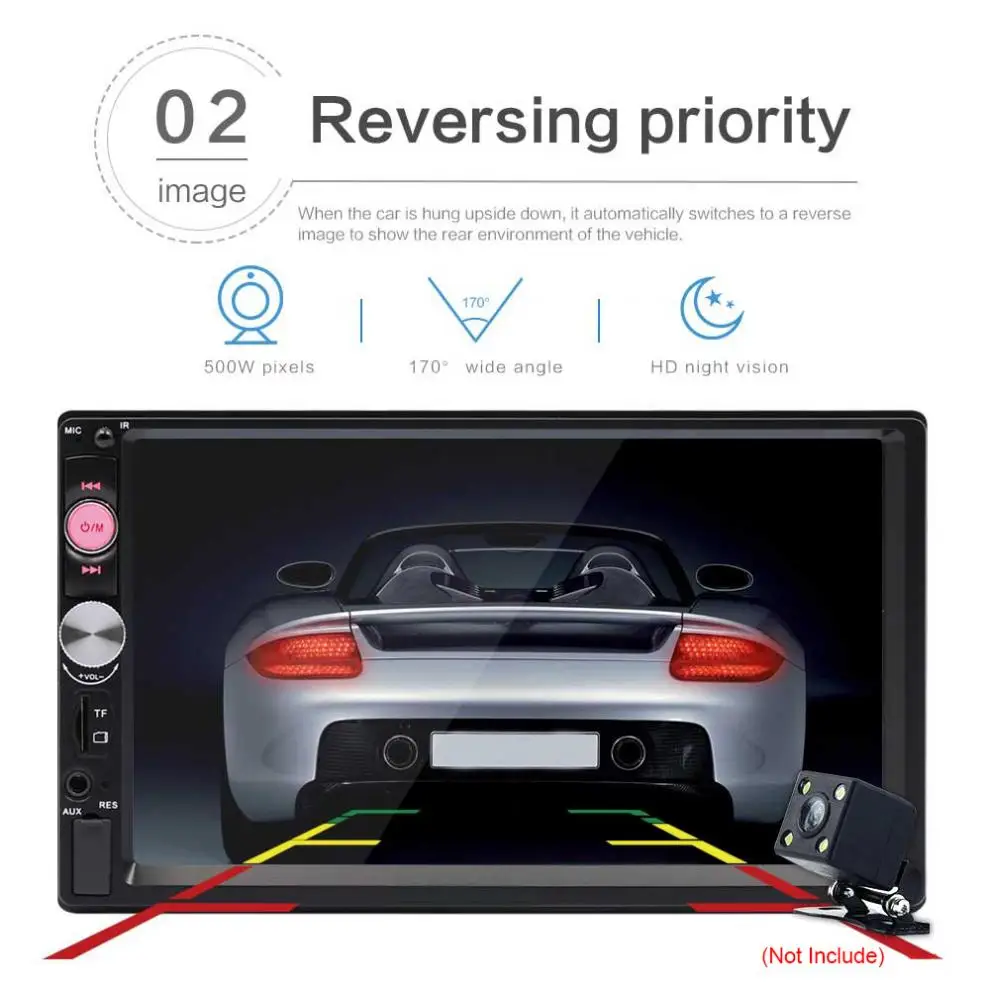 Автомагнитола 2 DIN 7 дюймов Bluetooth сенсорный экран HD стерео видеоплеер поддержка