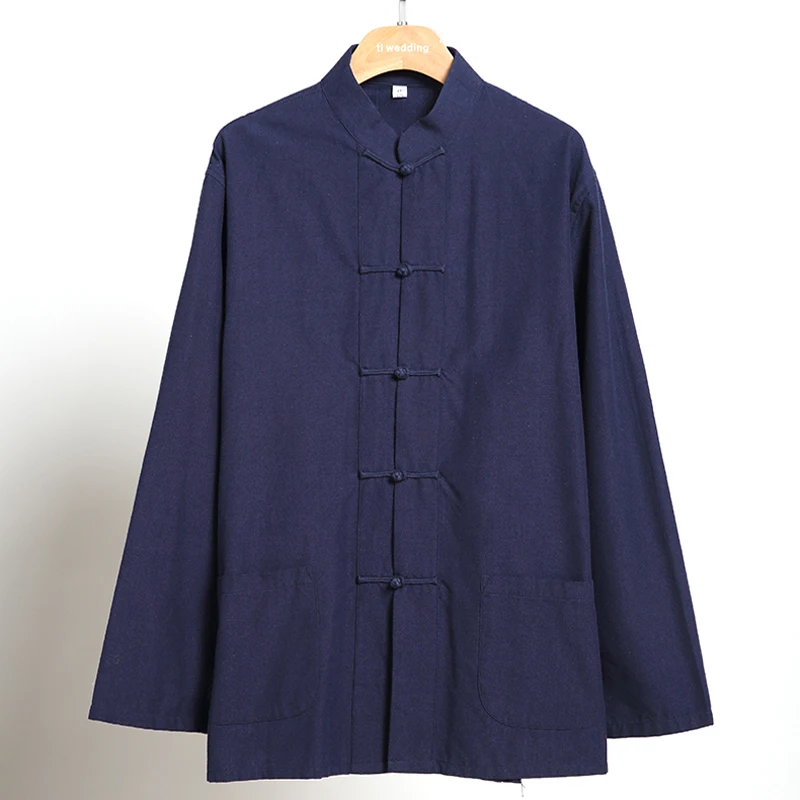 Китайская традиционная китайская одежда для мужчин Танг льняные Топы Одежда