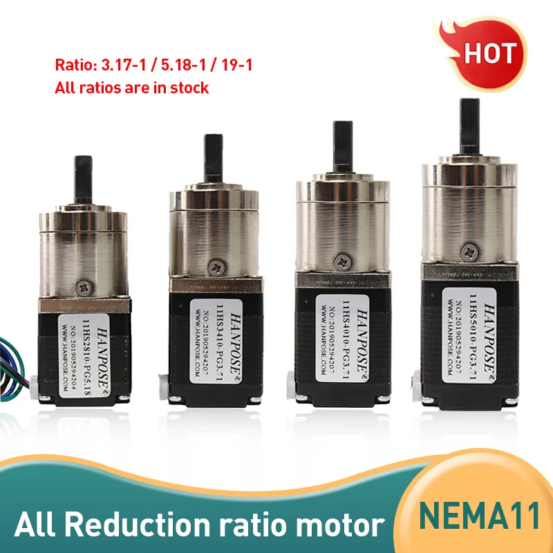 Шаговый двигатель Nema11 Moto r 11HS2810 3410 4010 5010-PG Moto 4-lead 28 moto r, экструдер, шаговый двигатель r, Передаточное отношение 5,18, Планетарная коробка передач