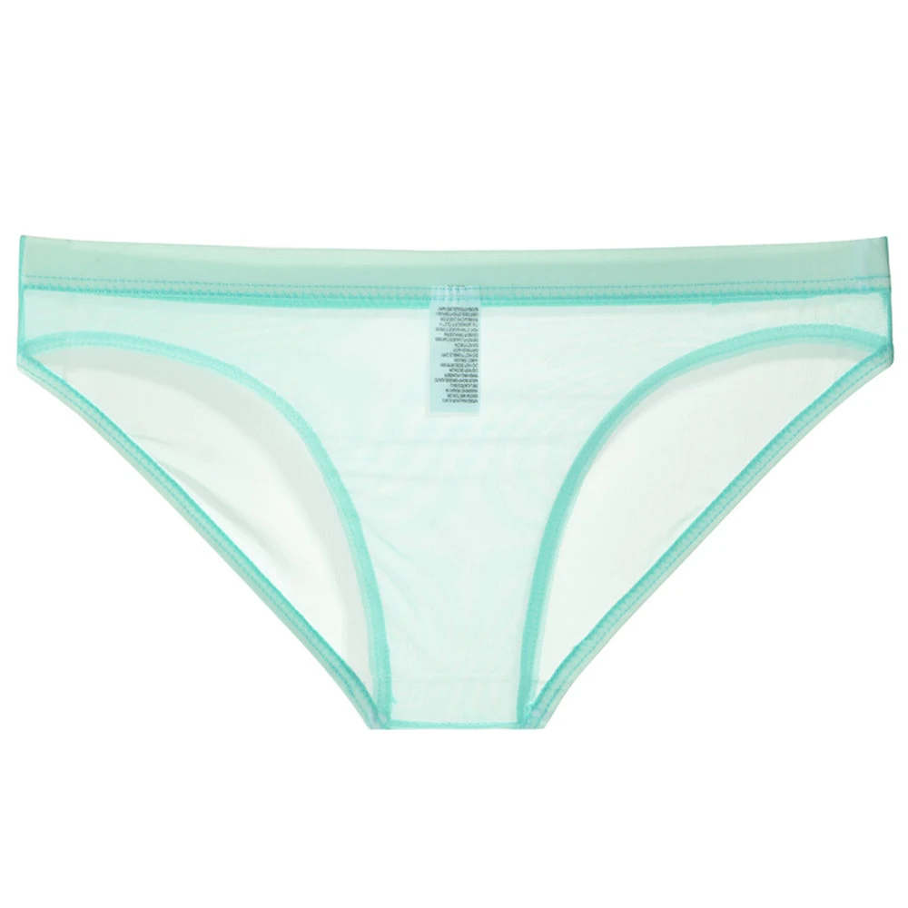 Men's Ice Silk Sexy Underwear Low Rise Briefs Seamless Breathable Mesh Panties See Through Lingerie Low Waist Soft Underwear