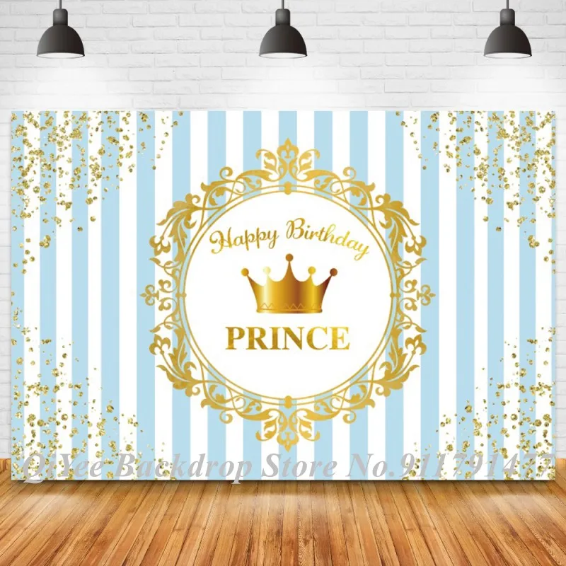 Сине белый полосатый принц мальчик Фотофон для новорожденных детей Золотой
