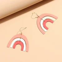 spring summer fashion jewelry matte rubber coating rainbow shape drop statement earrings for women