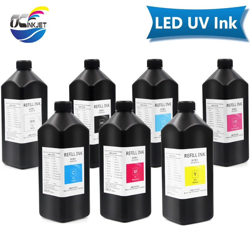 

OCINKJET 1000ML LED UV Ink For Epson 1390 1400 1410 1430 L800 L1800 For DX5 DX6 DX7 XP600 TX800 High Quality Soft/Hard UV Ink