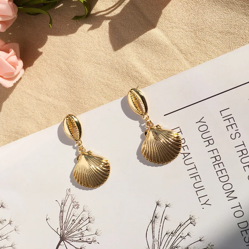 Женские серьги-пусеты Cxwind серьги в стиле бохо с морскими ракушками эффектные