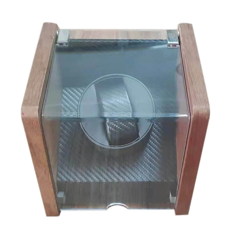 

220V Mechanical Watch Shaker Watch Walnut Wood Shaker 1 Digit Electric Transparent Turntable Automatic Watch Box US Plug