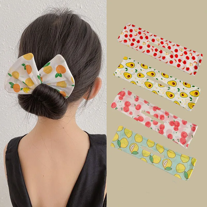 

Korea Style Curling Iron Printing Magic Clip Deft Bun Hair Band Convenient Lazy Curling Iron Multicolor Korean Hair Band