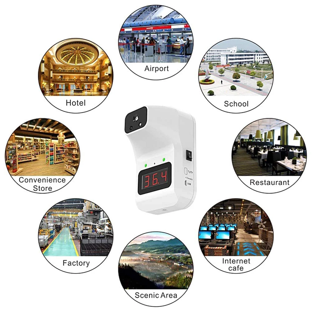 

Non-contact Infrared Forehead Thermometer Digital Thermometer Senor Wall Mount Self-service Automatic Temperature Alarm