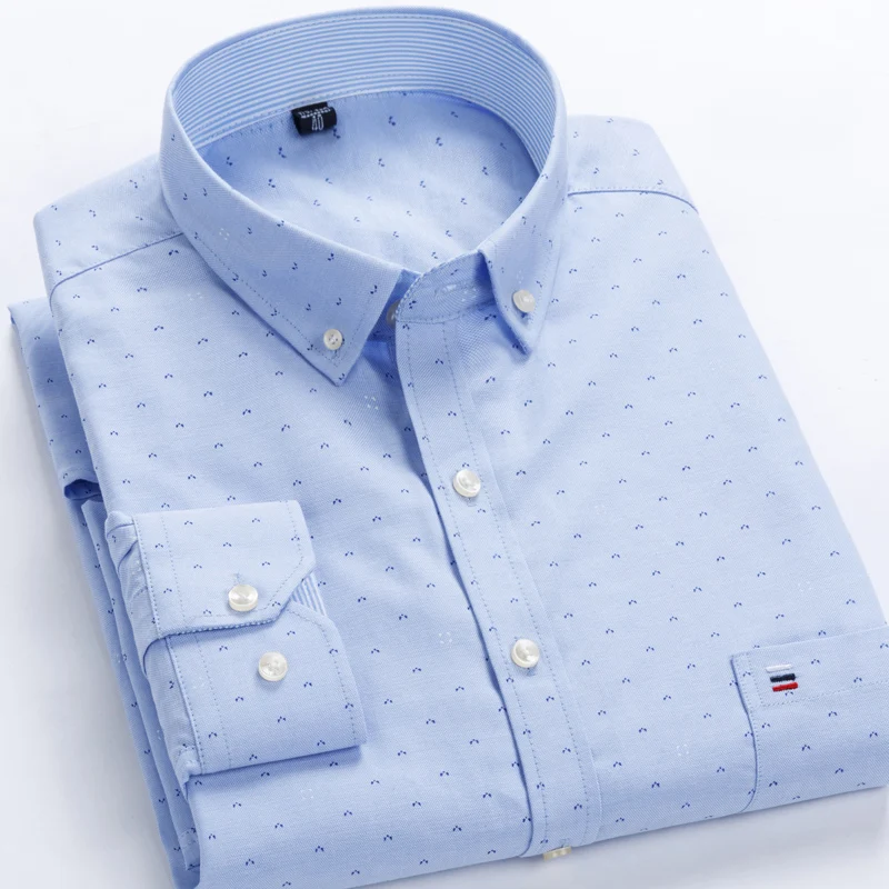 Мужская рубашка из ткани Оксфорд больших размеров повседневные рубашки 100%