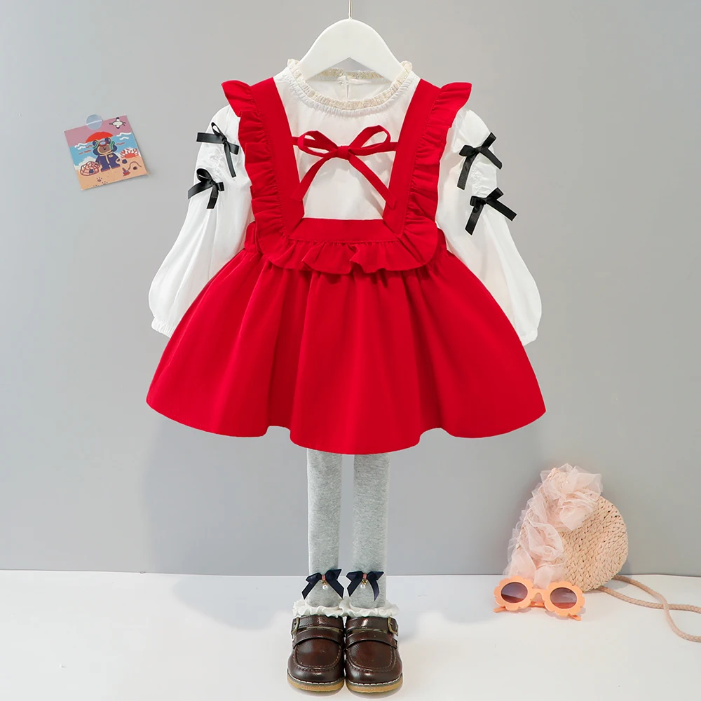 Платье для девочек комплекты малышей из 3 предметов одежда с леггинсами 2022 модный