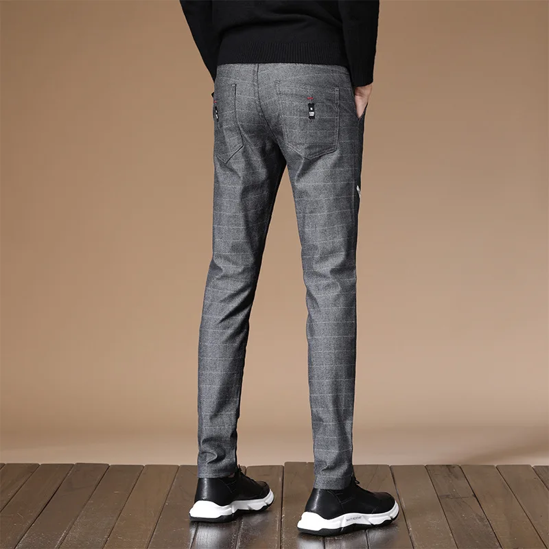 Весна-Осень 2020 мужские модные облегающие Стрейчевые брюки корейские деловые