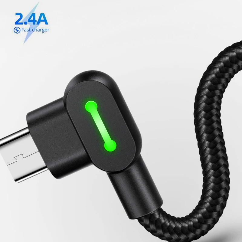 2.4A 90 градусов локоть Micro USB кабель для быстрой зарядки передачи данных Samsung S7 Xiaomi