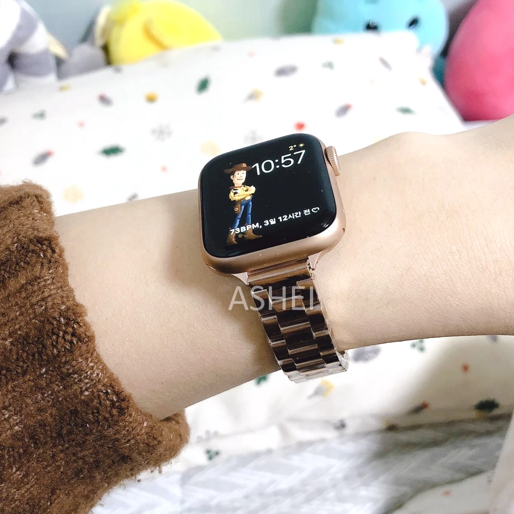 

Correa For Apple Watch 44mm 40mm Band Se Series 6 5 4 3 42mm 38mm Women Thin Slim Stainless Steel Strap For Iwatch Link Bracelet