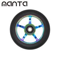 100mm scooter wheels replacement with bearings aluminum wear resistant pu stunt scooter parts kick scooter accessories 2pcsset