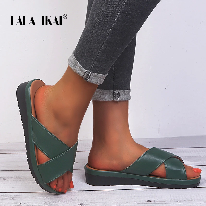 Шлепанцы LALA IKAI женские повседневные Мягкие плоская подошва леопардовые сланцы