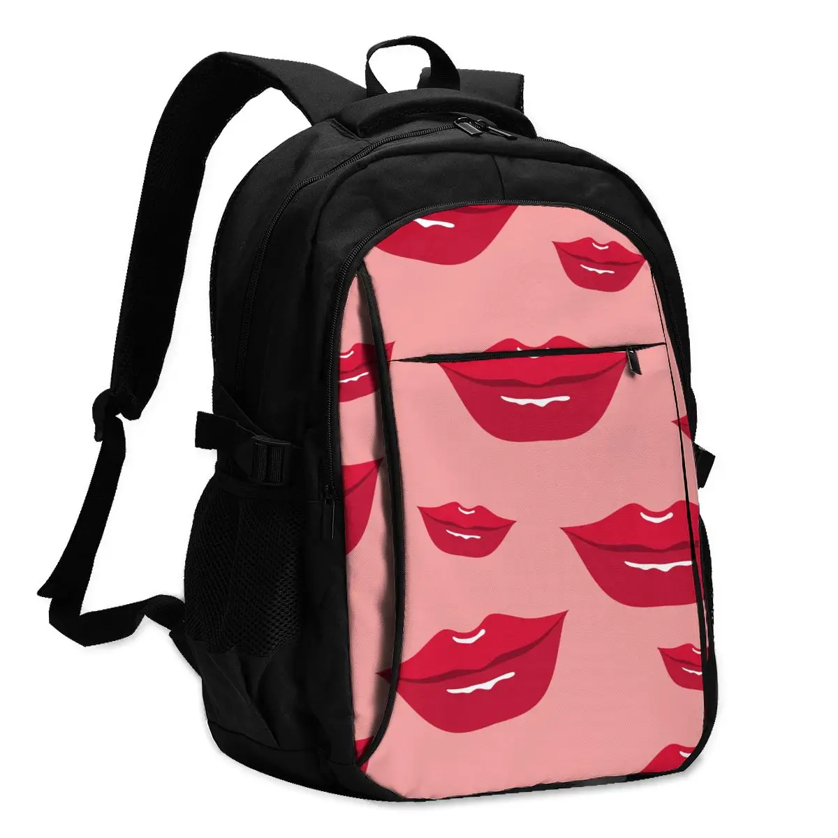 

2021 Прохладный печати ноутбук рюкзак в виде красных губ, зарядка через USB путешествия Для женщин Мужской школьная сумка Mochila