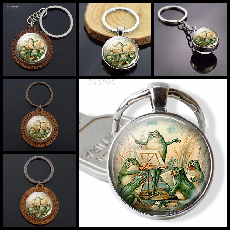 

Cute Dancing Frog Picture Key Chain Keyrings Luminous Jewelry Handmade Anime Keychain Frog Band Performance Photo Jewellery