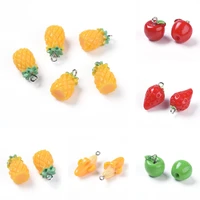 40pcs kawaii mini resin apple strawberry pineapple charms cute fruit pendant for bracelet necklace earring diy jewelry making