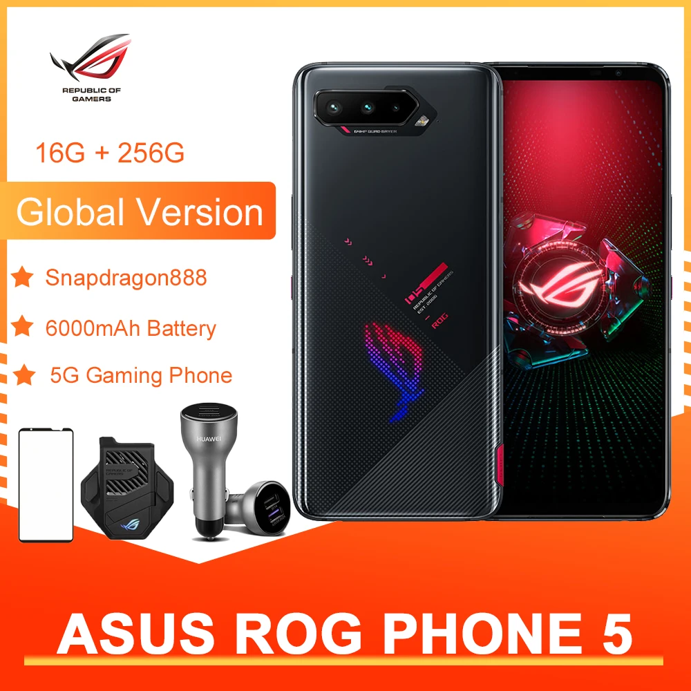 Asus ROG 5 5G глобальная версия 12/16G игровой телефон 6,78 дюйм 144 Гц Коэффициент перепрошить Snapdragon 888 6000 мАч быстрой зарядки 65 Вт 64MP ROG5 NFC