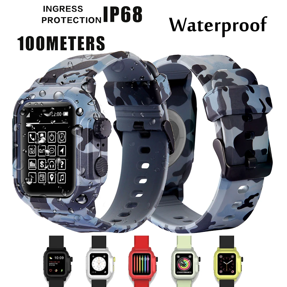 Силиконовый чехол для Apple Watch серии 6 se 5 4 3 2 водонепроницаемый спортивный ремешок