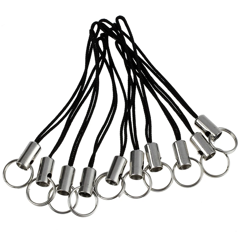 10 шт Ремешок для мобильного телефона с черным/серебристым тонным разрезным