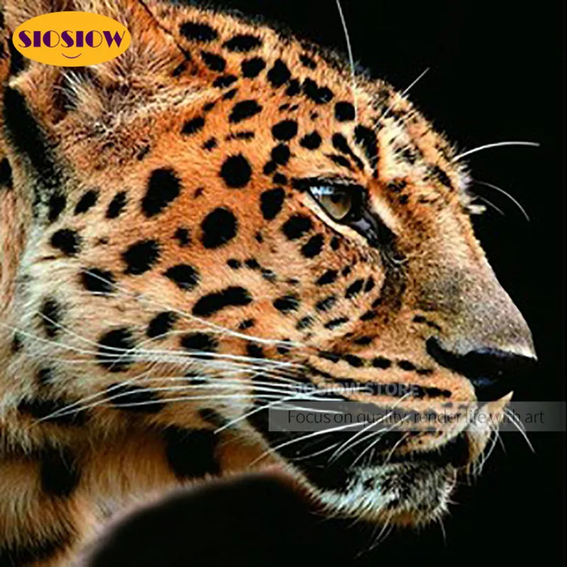 5d Diy Leopard Rhinestone Diamond Painting Crystal Animal Full Square Round Drill 3D Dimond Mosaic Embroidery Modern Home Decor | Дом и сад