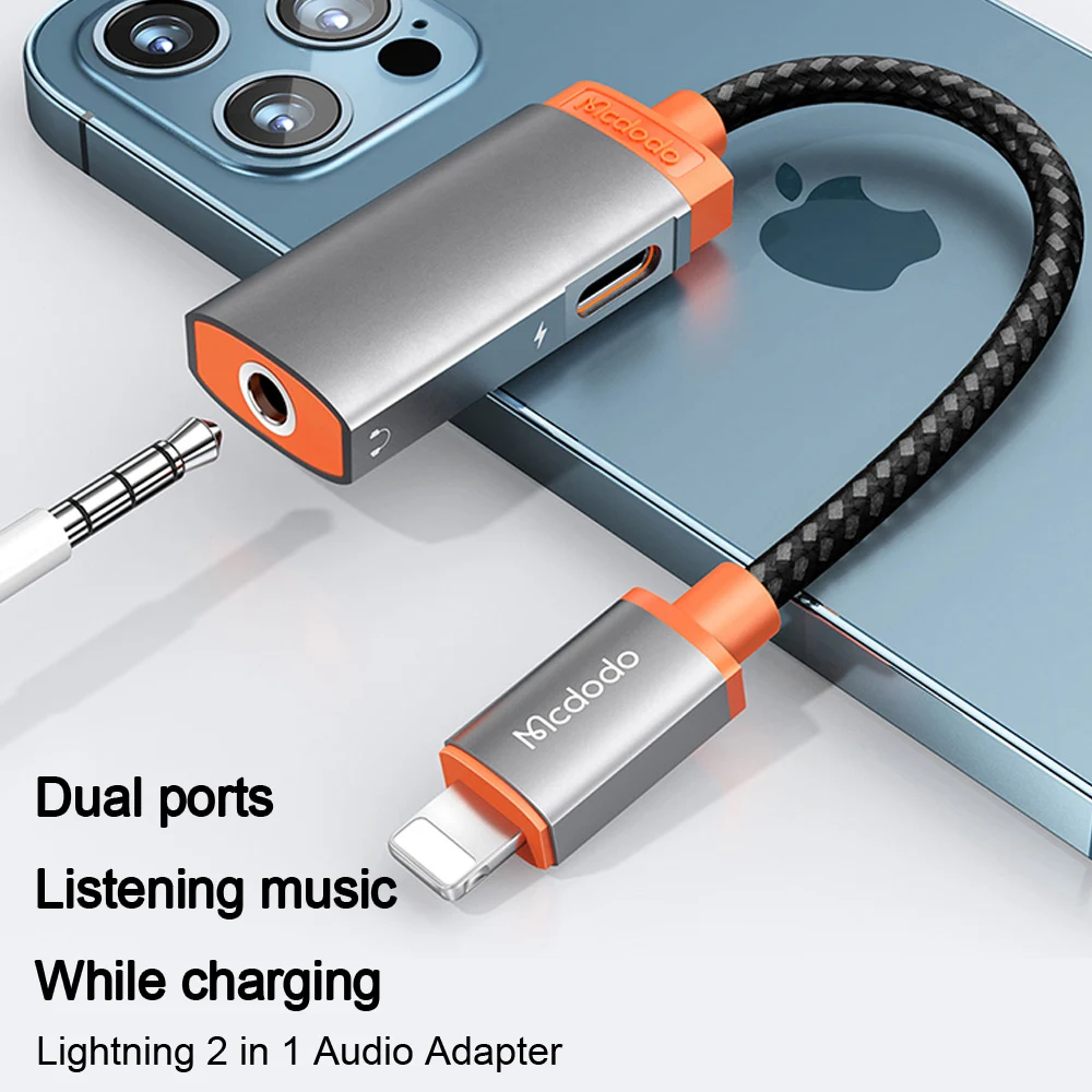 Mcdodo Aux Audio Adapter lightning to 3.5mm Jack Call Aux Cable Earphone Splitter for iPhone 14 13 12 11 Pro Max iPad Converter