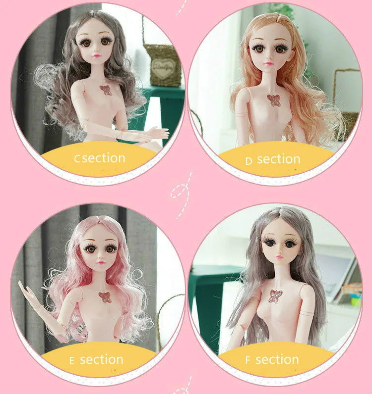 Новая популярная красивая 3d игрушка 60 см кукла с большими голубыми глазами