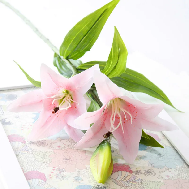 Искусственный цветок лилии филиал высокое качество Лилия Моделирование Цветок