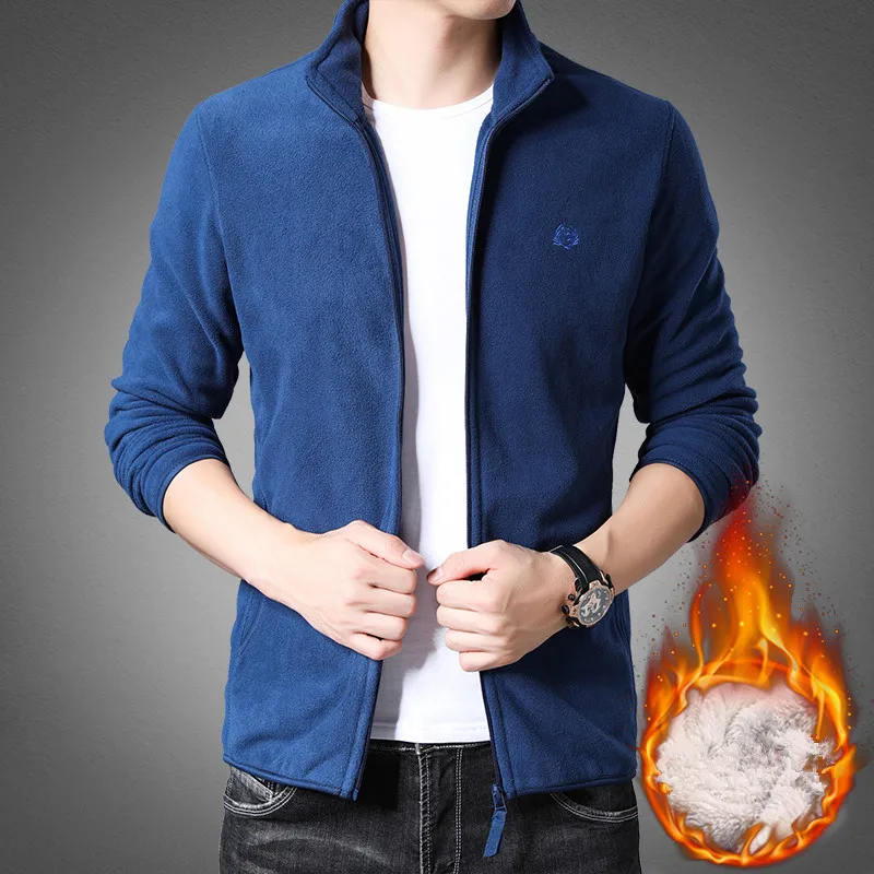 2019 осень и зима новая спортивная мужская рубашка плюс бархат толстый кардиган на