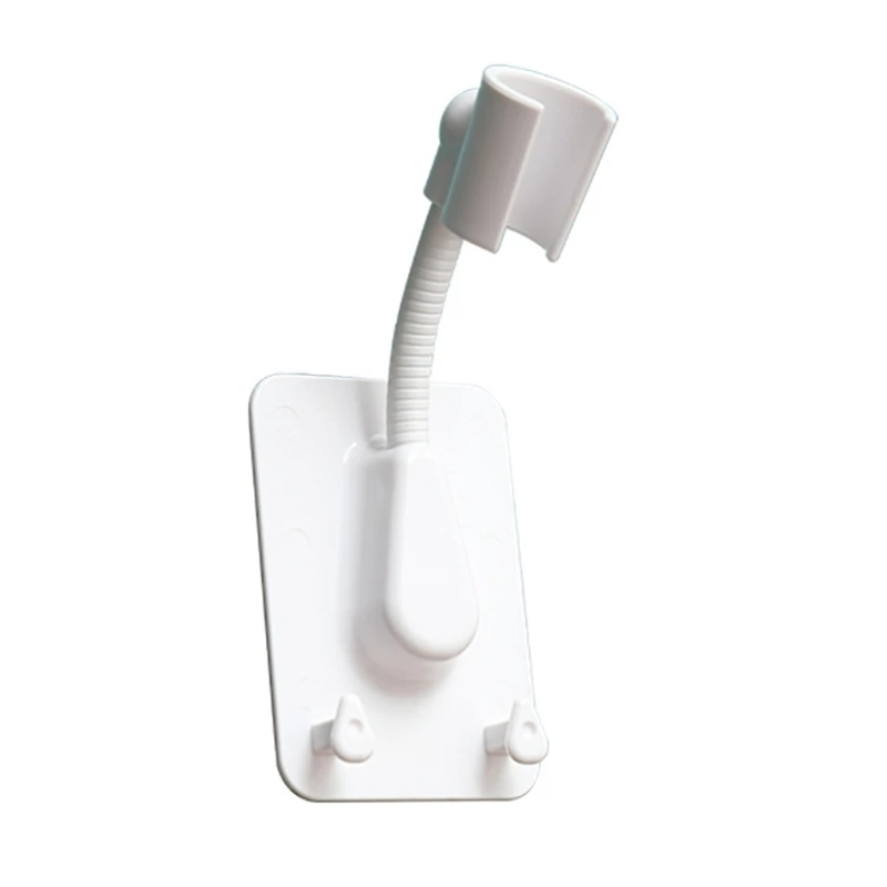 

360 Degree Flexible Adjustable Shower Head Holder Bracket Universal Punch-Free Wall Mounted Adhesive Rack with 2 Hooks