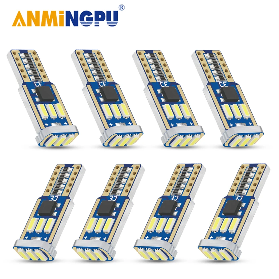 

ANMINGPU Signal Lamp 8PCS W5W Led Bulbs 12V 501 194 9SMD 4014Chips T10 Led Clearance Light Reading Lights Interior Lights White