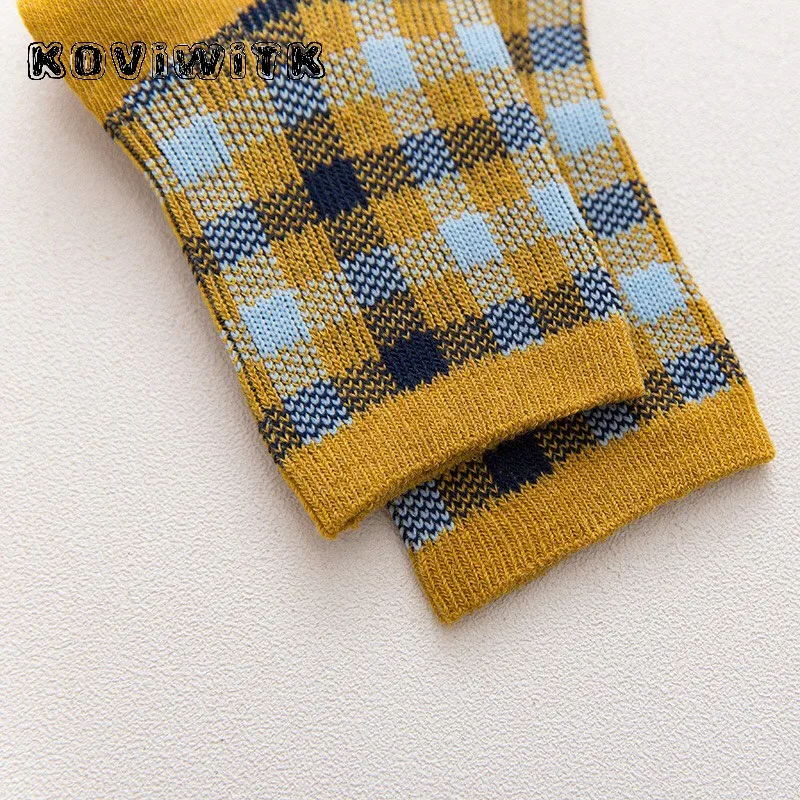 Women lattice Short Socks funny Autumn Striped Cotton plaid Sock Fashion Female warm Casual Cute harajuku Christmas sports sox