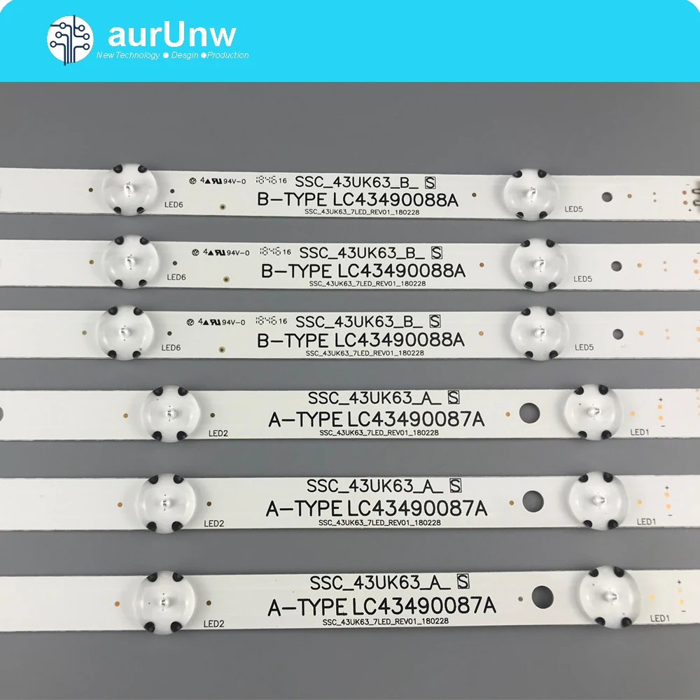 

7 светодиодный 830 мм светодиодный подсветка для LG 43LJ5500 43UJ6300 LC43490062A LC43490063A LC43490064A LC43490060A