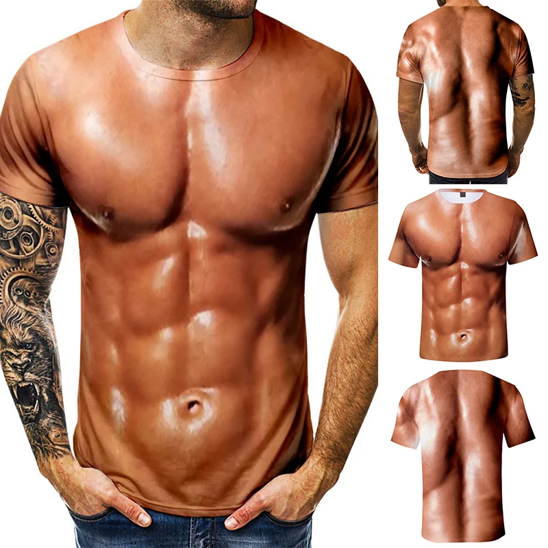 

Футболка мужская телесного цвета с коротким рукавом, 3D рубашка для бодибилдинга и бодибилдинга