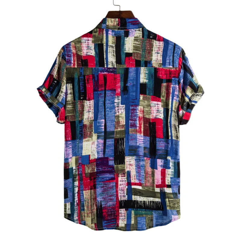Гавайская рубашка из хлопка и льна с принтом Tie-dye гавайская Aloha для мужчин