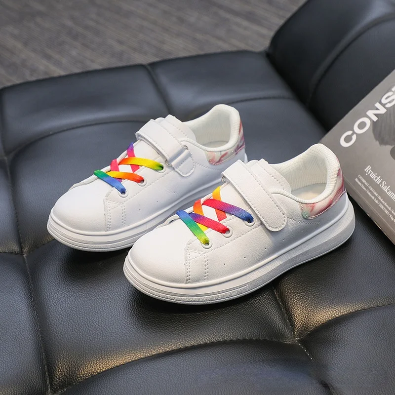 

2021 Kids Boys Shoes Girls Sneakers Kids Leather White Shoes School Students Casual Flexible Soles Fashion Toddler Shoes