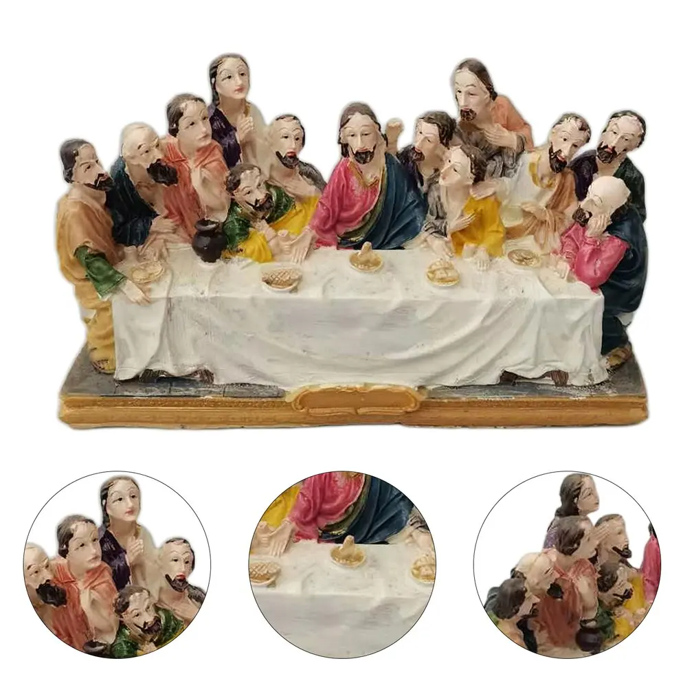 

Jesus Last Dinner Statue Decoration Resin Hand-painted Jesus Statue Figurines Desktop Home Office Decoration Sculpture