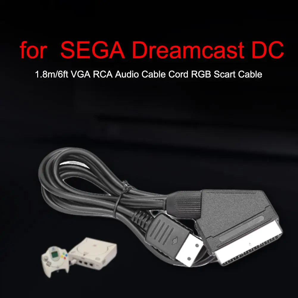 Кабель Scart RGB 1 8 м кабель SCART TV AV Lead Real Cable игровой сменный соединительный 6 футов для