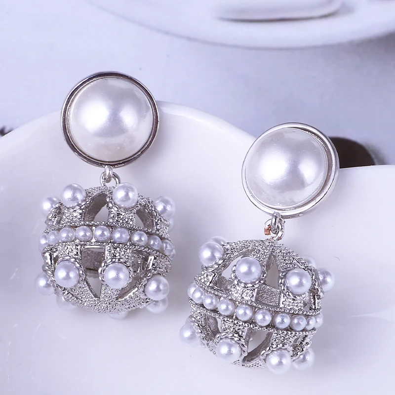 Модные свадебные вечерние серьги с искусственным жемчугом и кубическим