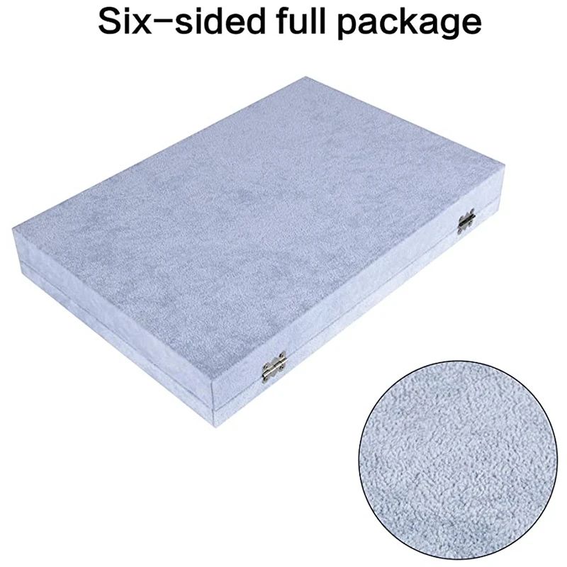 

Multifunction Slit Jewelry Box with Glass Lid, Velvet Glass Earring Tray Box for Display and Storage
