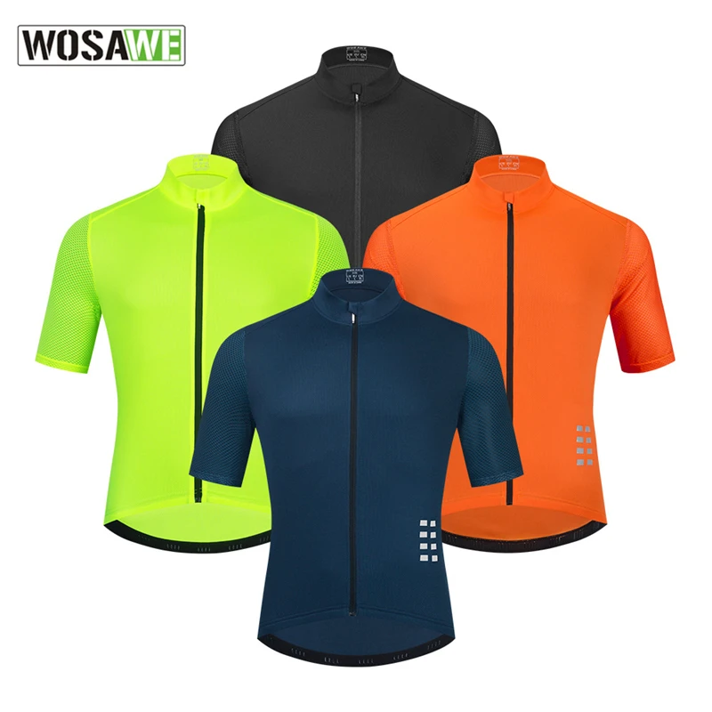 

WOSAWE Men's Cycling Jersey Breathable Mesh MTB Cycling Clothing Pure Color Riding Short Sleeve Mountain Bike Cycling Jersey