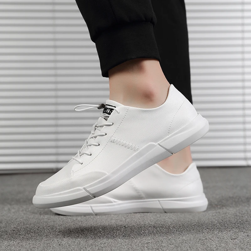 Кроссовки мужские из натуральной кожи мягкие модные туфли простая обувь на