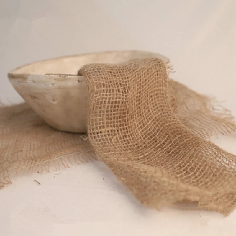 Реквизит для фотосъемки новорожденных из чистого льна с набивной веревкой